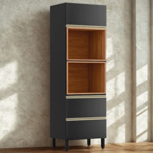 Torre Quente 2P 1G 219X70 cm MDF Proenca Nogueira Carbono Prime Demartez