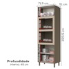 Torre Quente 3 Portas MDF 221X72 cm Connect C69 Duna Cristal Henn