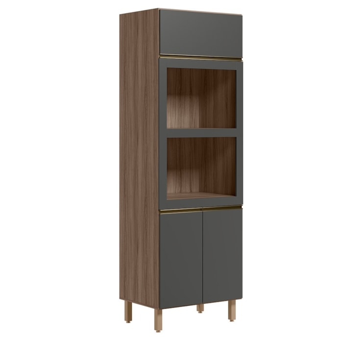 Torre Quente 3P 221X72cm MDF Kali 16866 Carvalho Toq Chumbo Nicioli