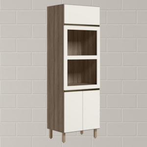 Torre Quente 3P 221X72cm MDF Kali 16866 Carvalho Toq Off White Cetim Nicioli