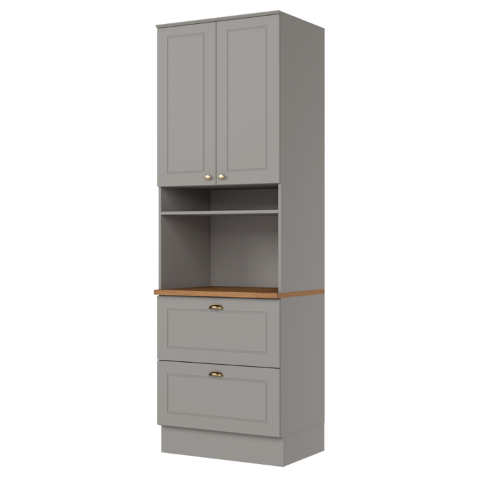 Torre Quente 72 cm 2 Portas 2 Gavetas C350 Cinza Nature HENN