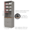 Torre Quente 72 cm 2 Portas 2 Gavetas C350 Cinza Nature HENN