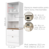 Torre Quente 72 cm 2 Portas 2 Gavetas C351 Branco HP Nature HENN