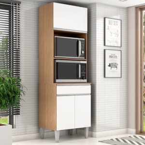 Torre Quente Para Forno E Microondas 202X61cm Andreia Amendoa Branco REAJL Moveis