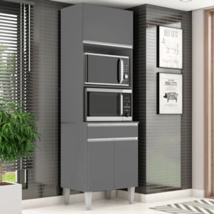 Torre Quente Para Forno E Microondas 202X61cm Andreia Cinza REAJL Móveis