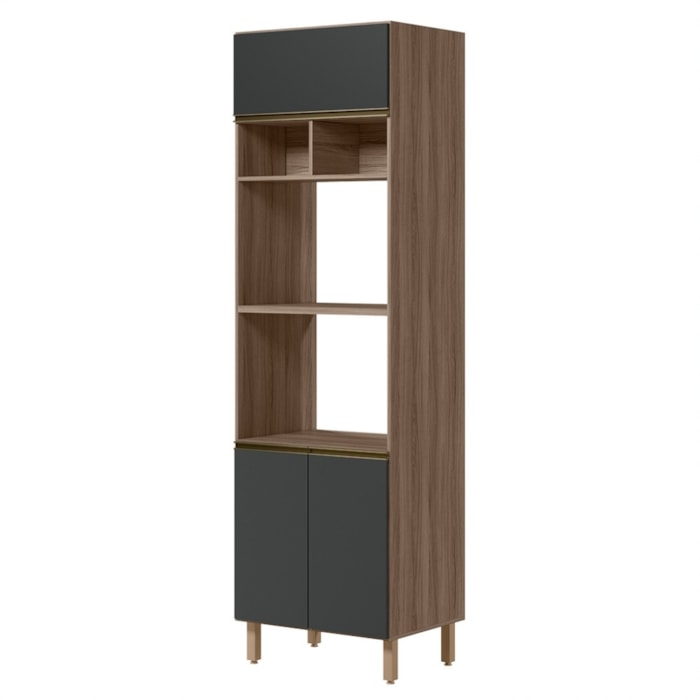 Torre Quente Para Forno E Microondas MDF 70X237 cm Kali 166851 Carvalho TOQ Chumbo Nicioli