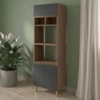 Torre Quente Para Forno E Microondas MDF 70X237 cm Kali 166851 Carvalho TOQ Chumbo Nicioli
