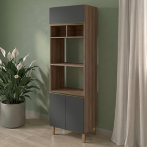 Torre Quente Para Forno E Microondas MDF 70X237 cm Kali 166851 Carvalho TOQ Chumbo Nicioli