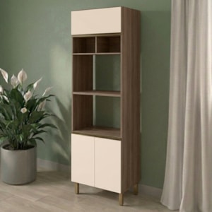 Torre Quente Para Forno E Microondas MDF 70X237 cm Kali 166851 Carvalho TOQ Off White Nicioli