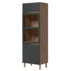Torre Quente Para Forno E Microondas MDF 72X221 cm Kali 168661 Carvalho TOQ Chumbo Nicioli