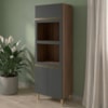 Torre Quente Para Forno E Microondas MDF 72X221 cm Kali 168661 Carvalho TOQ Chumbo Nicioli