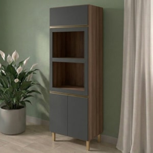 Torre Quente Para Forno E Microondas MDF 72X221 cm Kali 168661 Carvalho TOQ Chumbo Nicioli